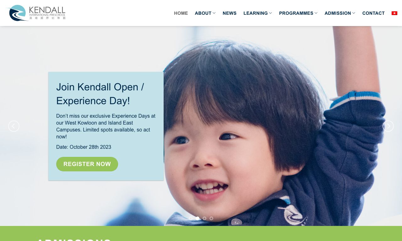 Screenshot of the Home Page of KENDALL INTERNATIONAL PRESCHOOL