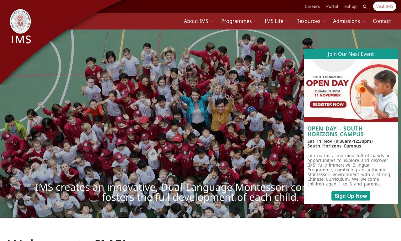 Screenshot of the Home Page of THE INTERNATIONAL MONTESSORI SCHOOL - AN IMEF SCHOOL