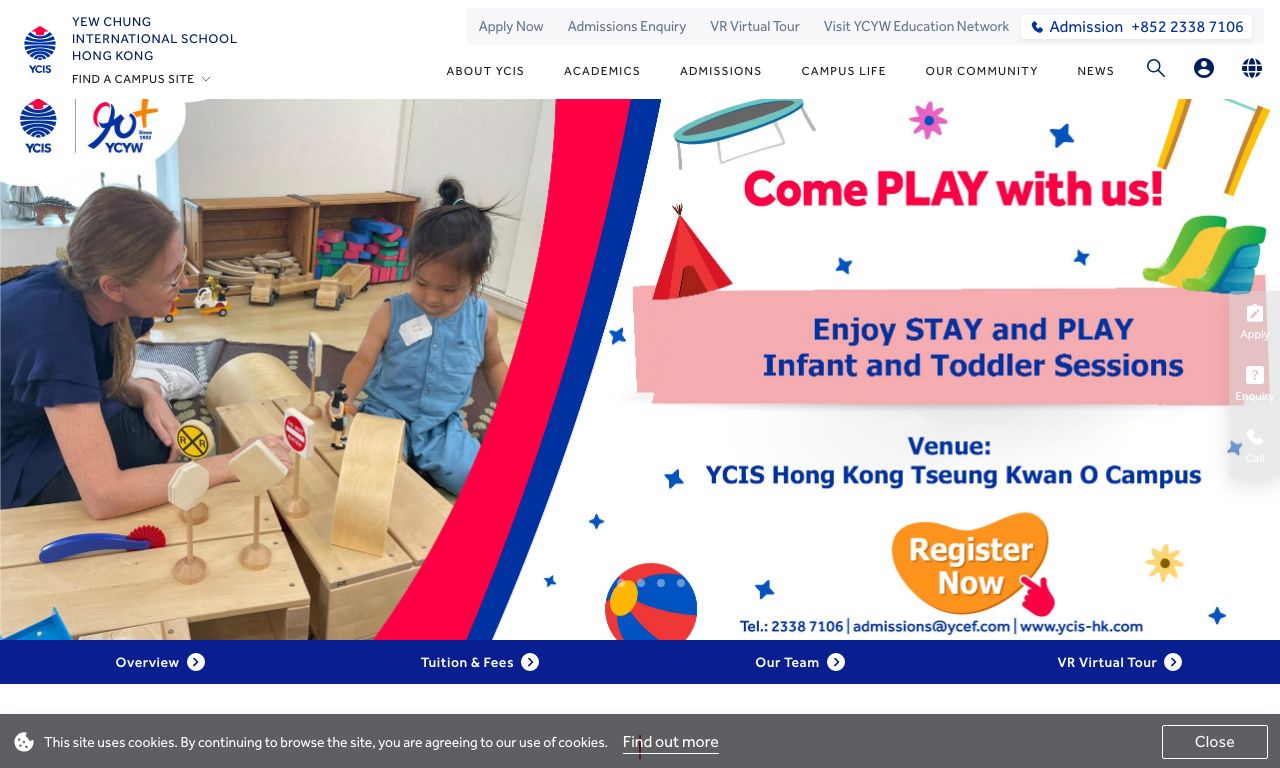 Screenshot of the Home Page of YEW CHUNG INTERNATIONAL CHILDREN'S HOUSE (KENT ROAD)