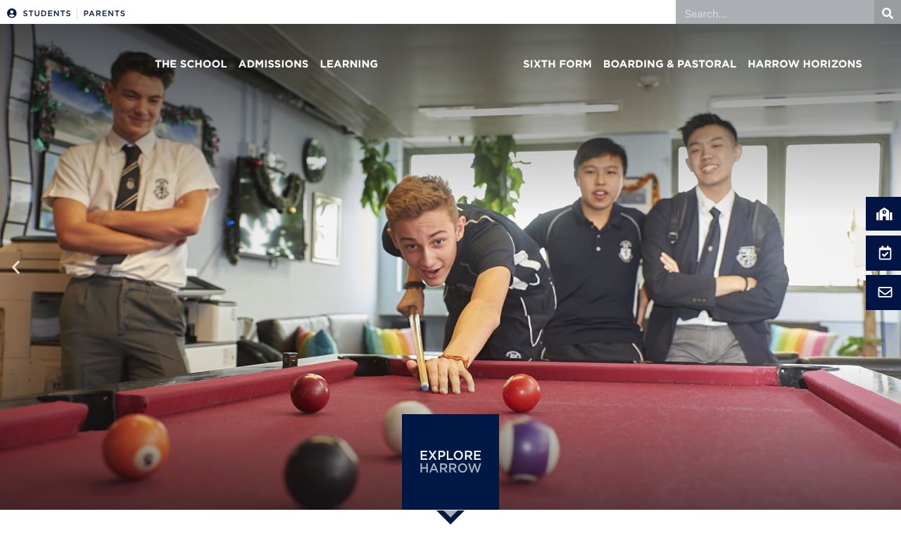 Screenshot of the Home Page of HARROW INTERNATIONAL SCHOOL HONG KONG