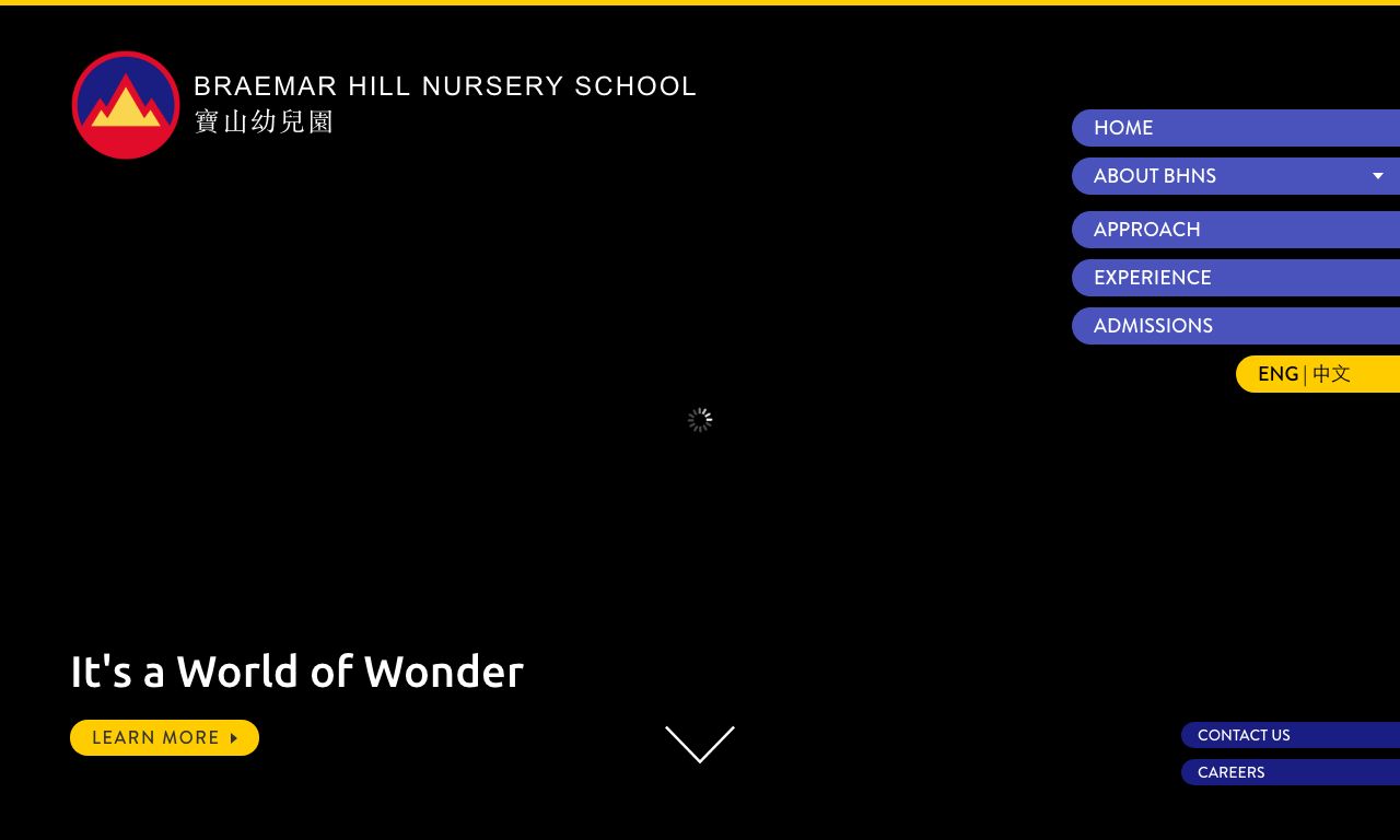 Screenshot of the Home Page of BRAEMAR HILL NURSERY SCHOOL