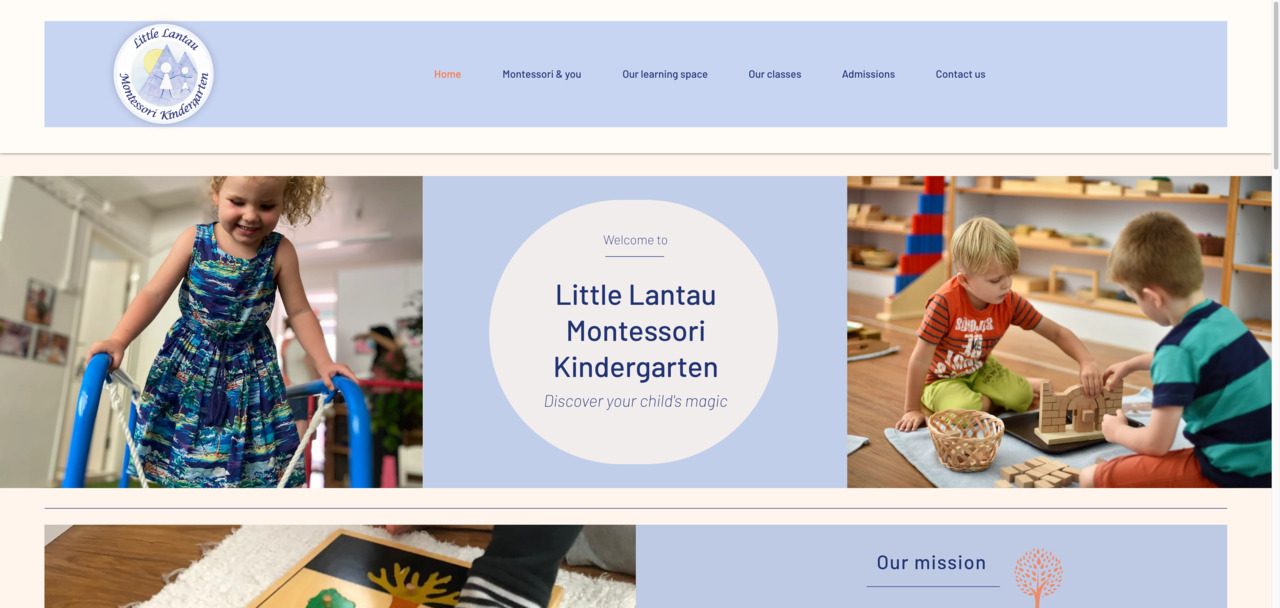 Screenshot of the Home Page of LITTLE LANTAU MONTESSORI KINDERGARTEN