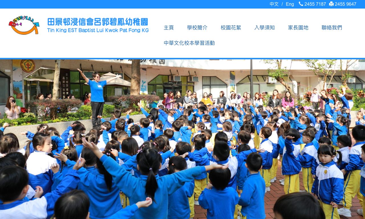 Screenshot of the Home Page of TIN KING ESTATE BAPTIST LUI KWOK PAT FONG KINDERGARTEN
