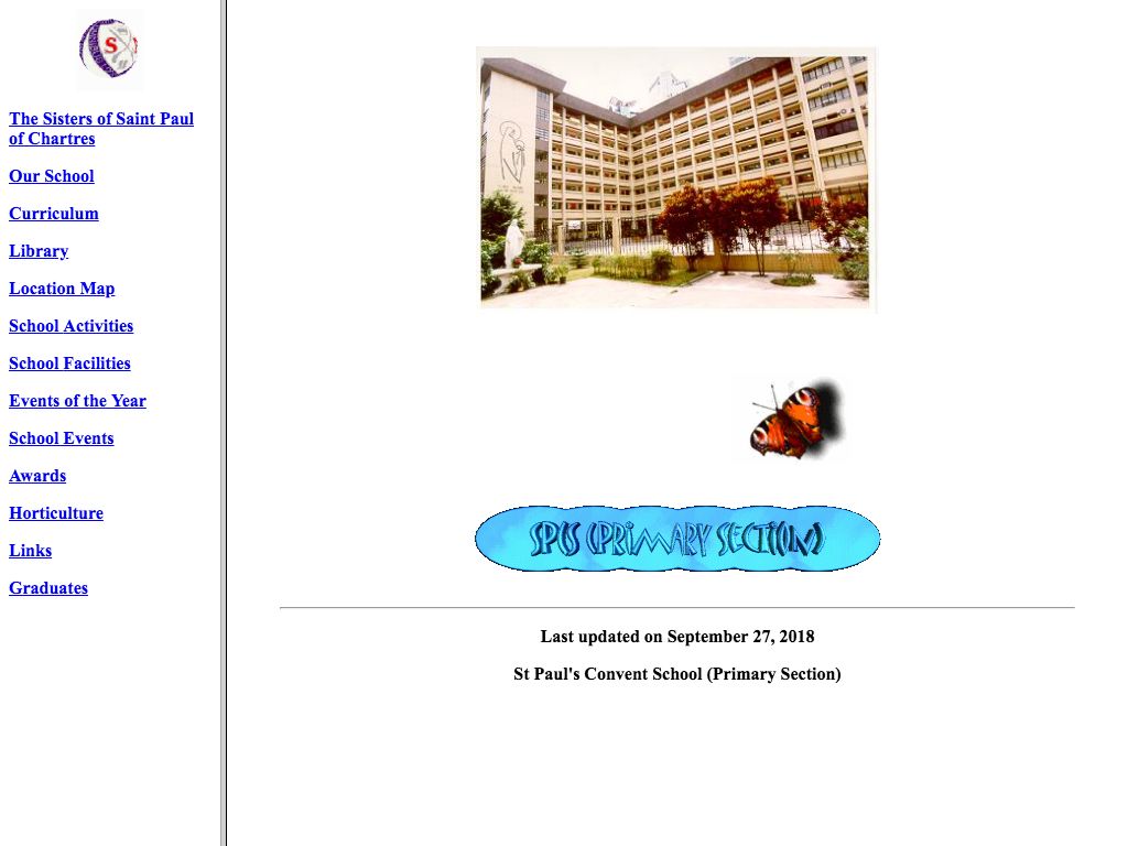 Screenshot of the Home Page of St. Paul's Convent School (Primary Section)
