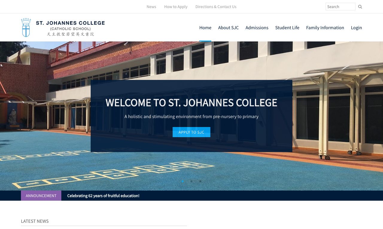 Screenshot of the Home Page of ST. JOHANNES COLLEGE