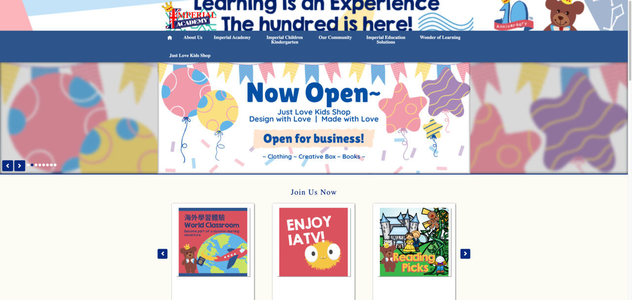 Screenshot of the Home Page of IMPERIAL CHILDREN KINDERGARTEN (KENNEDY TOWN) (Name in the past: THE WOODLAND KENNEDY TOWN PRE-SCHOOL)