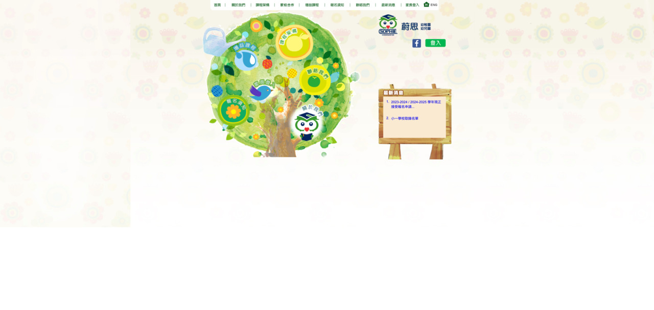 Screenshot of the Home Page of SOPHIE KINDERGARTEN