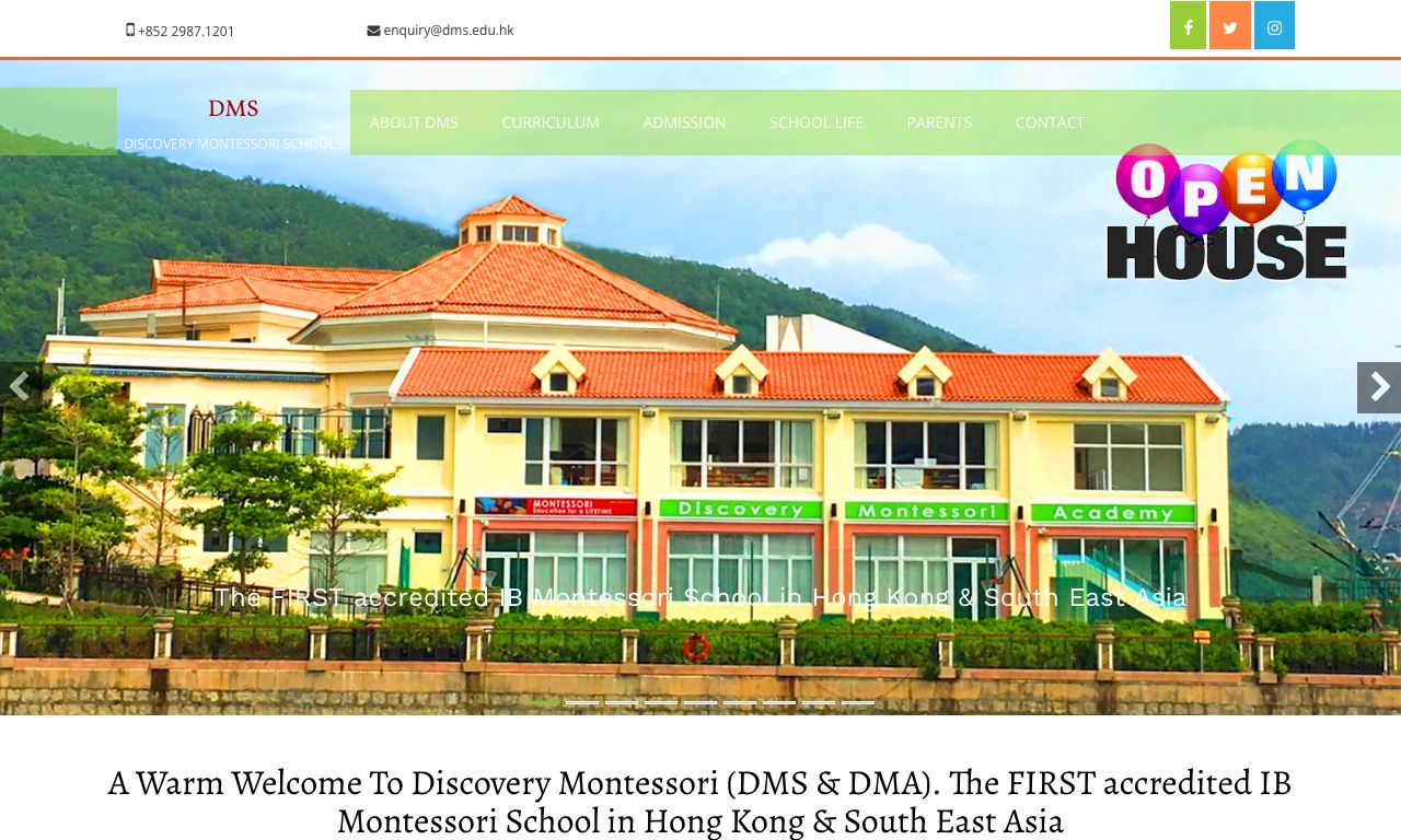 Screenshot of the Home Page of DISCOVERY MONTESSORI SCHOOL (CENTRAL)